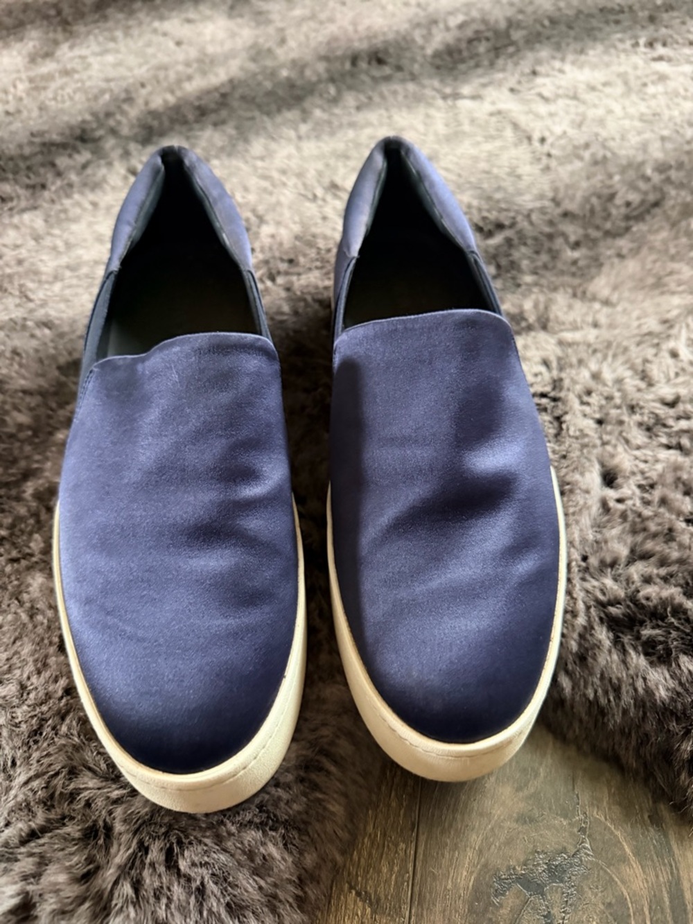 Vince Navy Slip-On Platform Sneakers